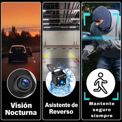 RETROVISOR 2 EN 1 CON CÁMARA HD 🚗 — Cámara de reversa y grabación en bucle en el mismo espejo