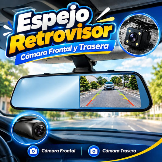 RETROVISOR 2 EN 1 CON CÁMARA HD 🚗 — Cámara de reversa y grabación en bucle en el mismo espejo