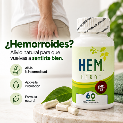 HEM HERO 60 CÁPSULAS 🌿💊 — Apoyo natural para la circulación venosa, 1 mes completo ✨
