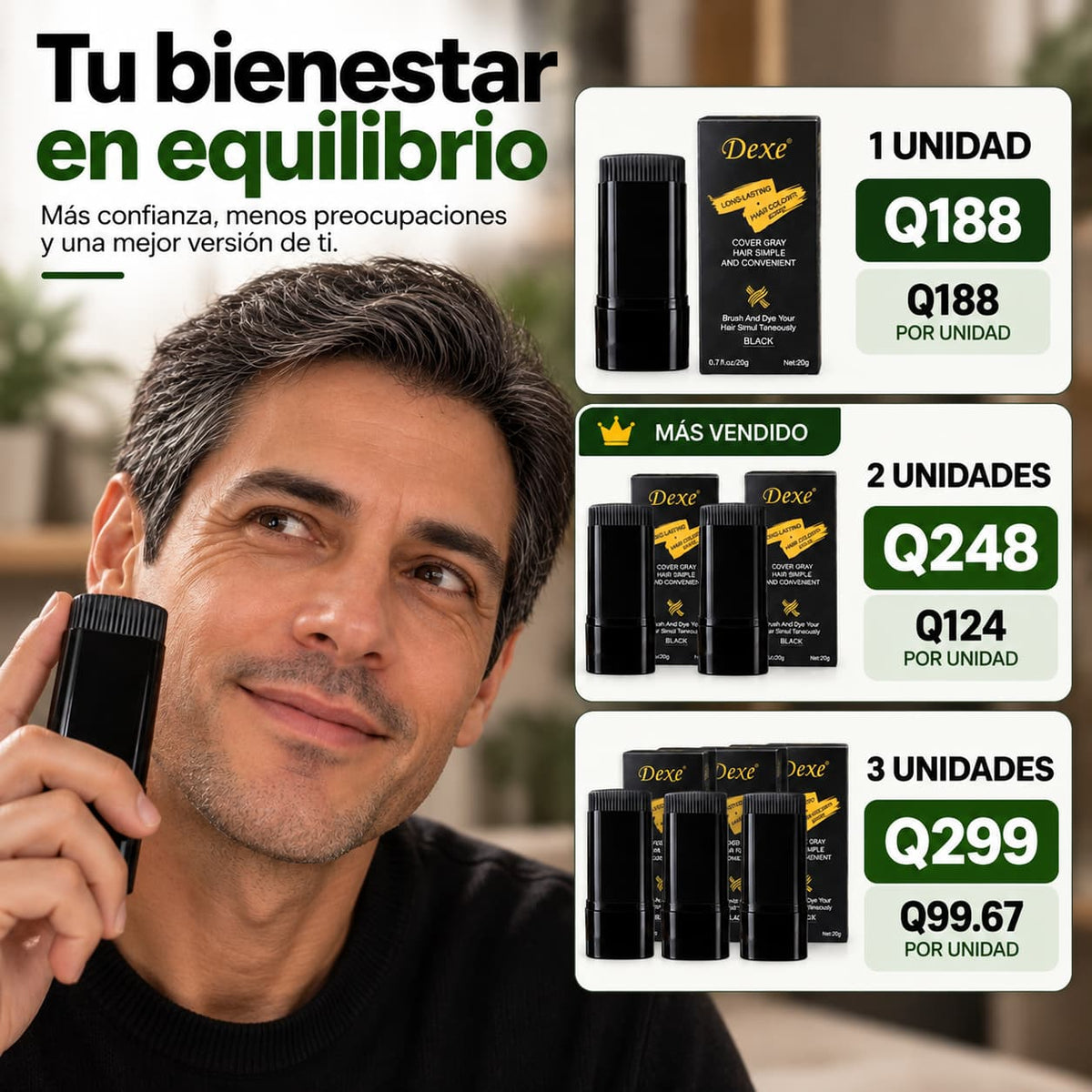 BARRA CUBRE CANAS CABELLO NEGRO 20 G — Tapá la raíz en 60 segundos, sin tinte ni mezclas